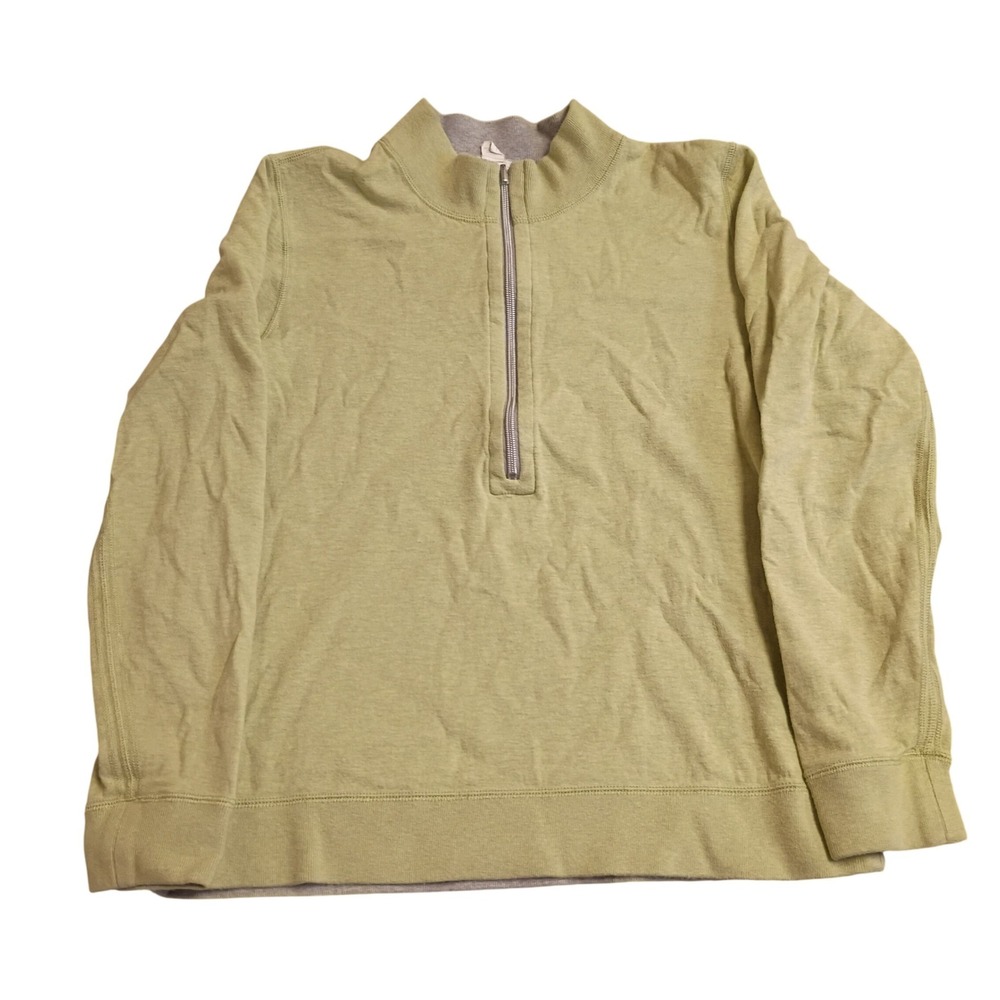 Lady Hathaway Quarter Zip Pullover Womens Medium Green Sage Cotton Mock Neck